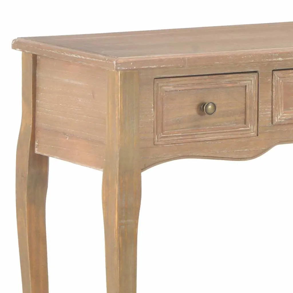 Console Dressing Table Brown 3 Drawer MDF Pinewood