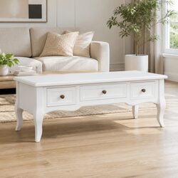 Elegant White TV Cabinet with 3 Drawers