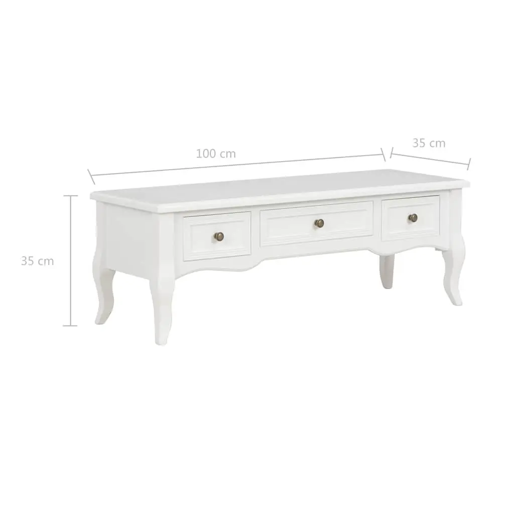 White TV Cabinet with 3 Drawers
