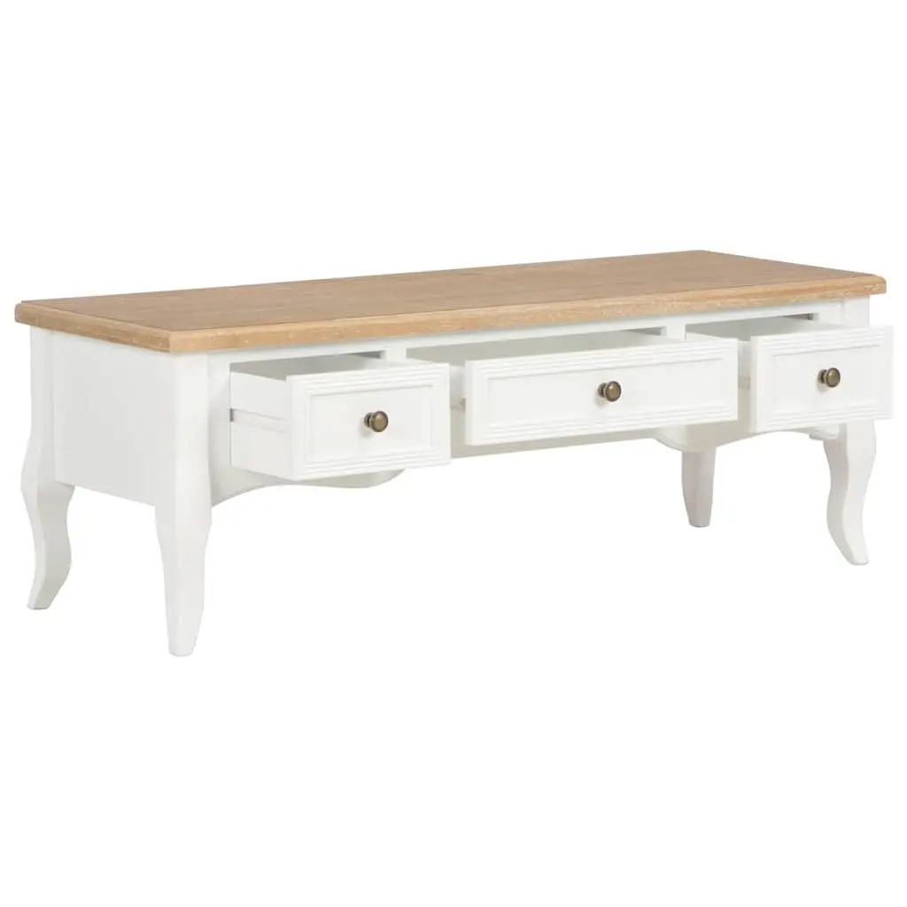 White TV Cabinet with 3 Drawers 100x35x35cm