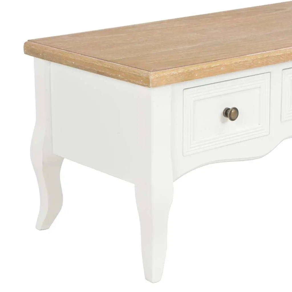 White TV Cabinet with 3 Drawers 100x35x35cm