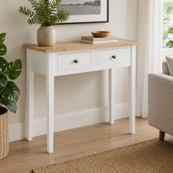 Elegant White Console Table with Drawers for Living Spaces