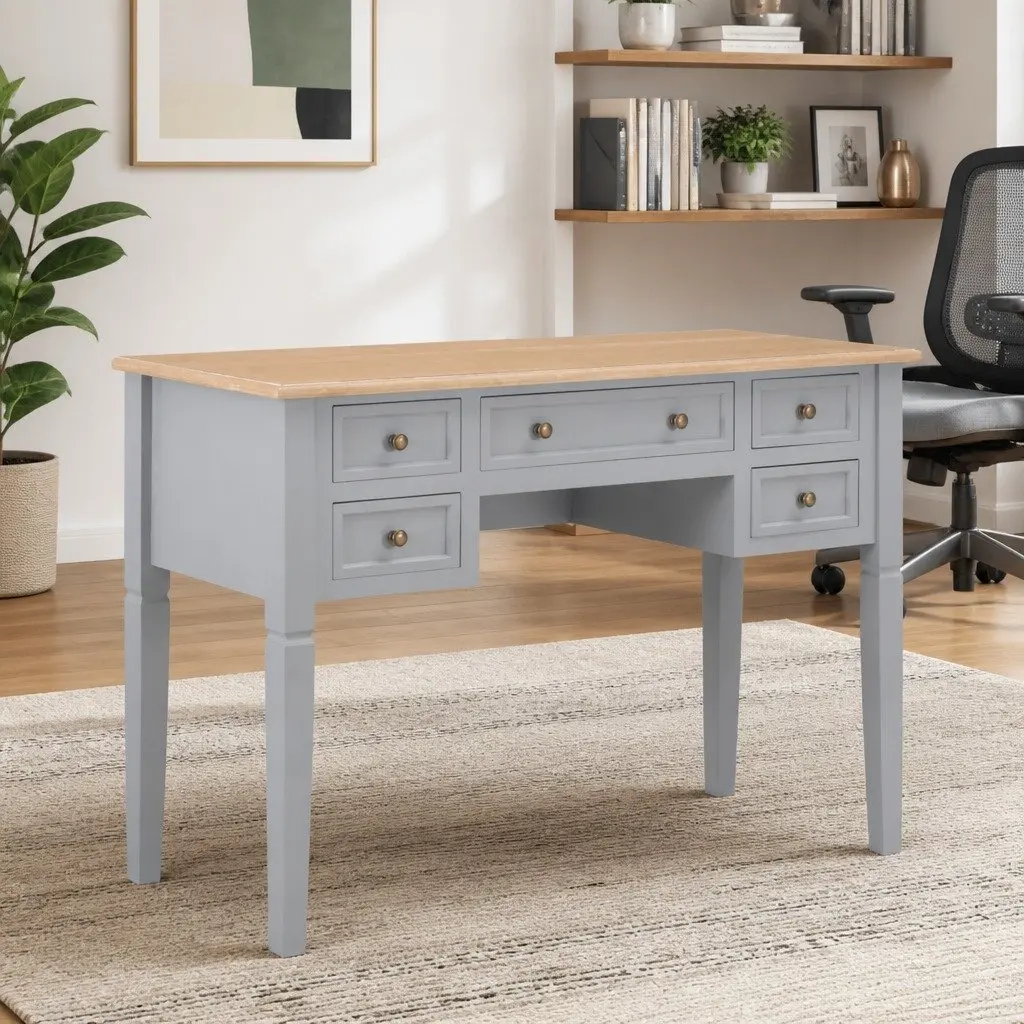 Grey Wood Writing Desk for Home Office and Study