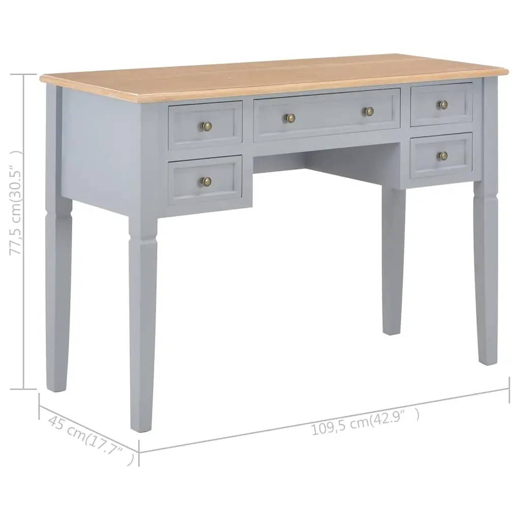 Grey Wood Writing Desk for Home Office and Study