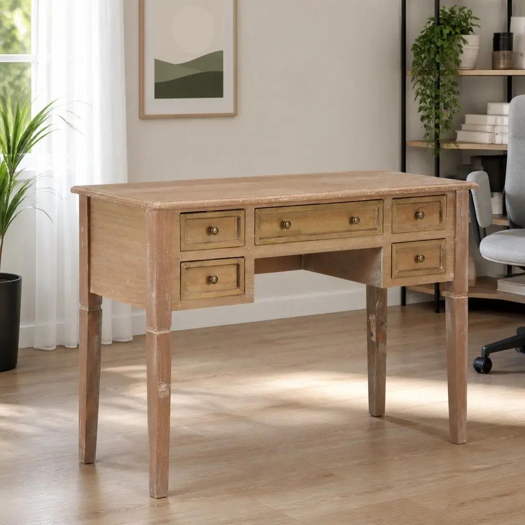 Writing Desk Brown Wood 109.5 x 45 x 77.5 cm MDF Pinewood