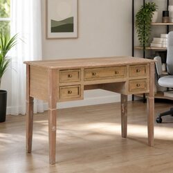Brown Wood Writing Desk with Drawers for Home Office