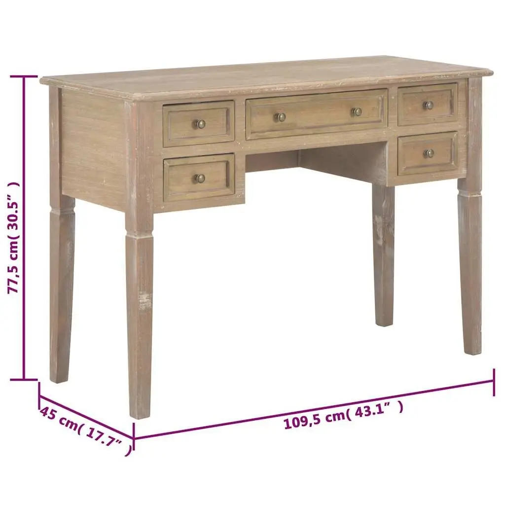 Writing Desk Brown Wood 109.5 x 45 x 77.5 cm MDF Pinewood