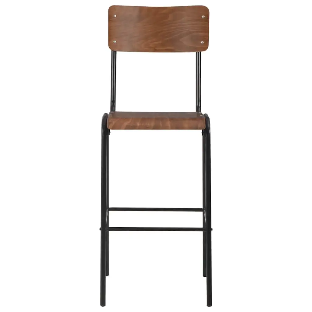 Bar Stools Set Brown Plywood Seat Kitchen Dining Chair Stackable 2 Pieces