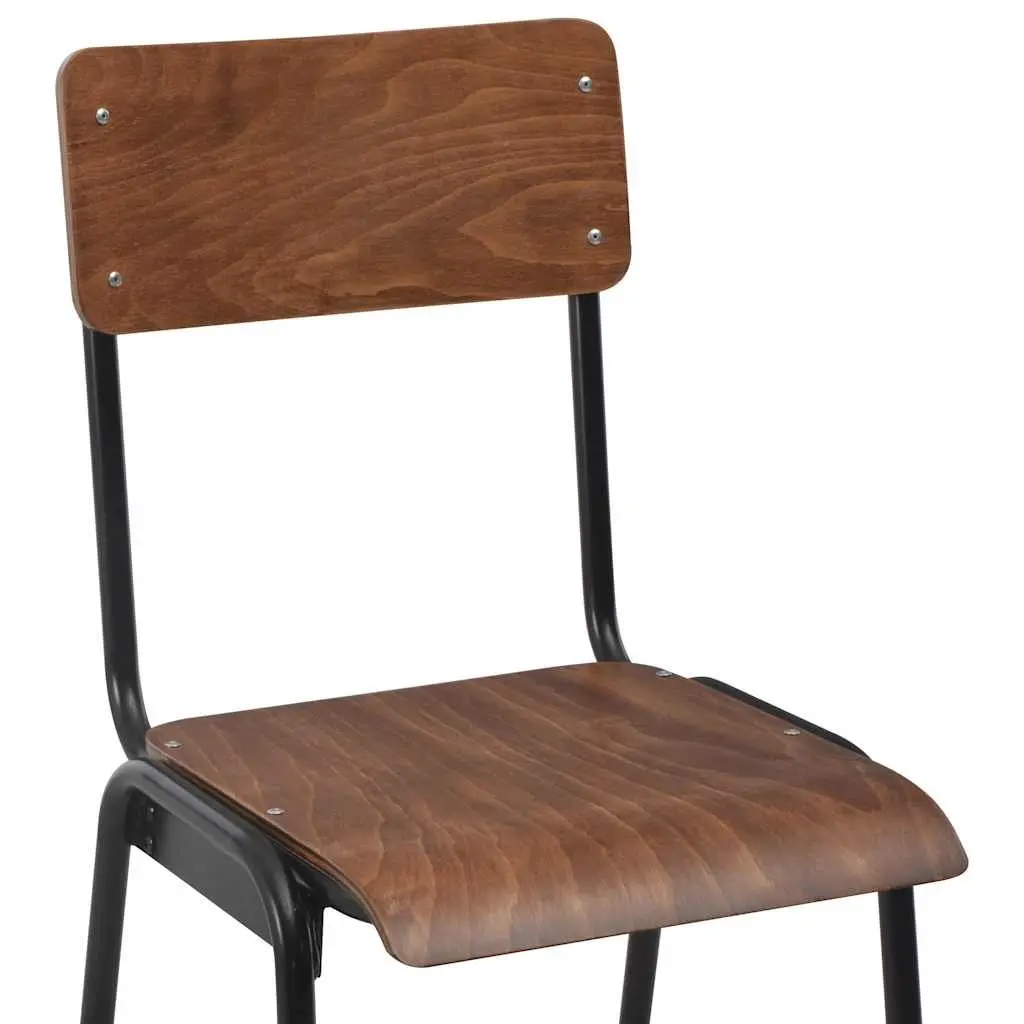Bar Stools Set Brown Plywood Seat Kitchen Dining Chair Stackable 2 Pieces
