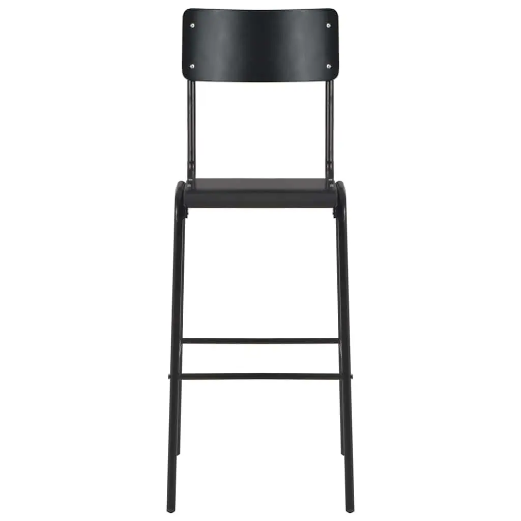 Bar Stools Black Stackable 2 Piece Plywood Kitchen Dining Chairs Steel Legs