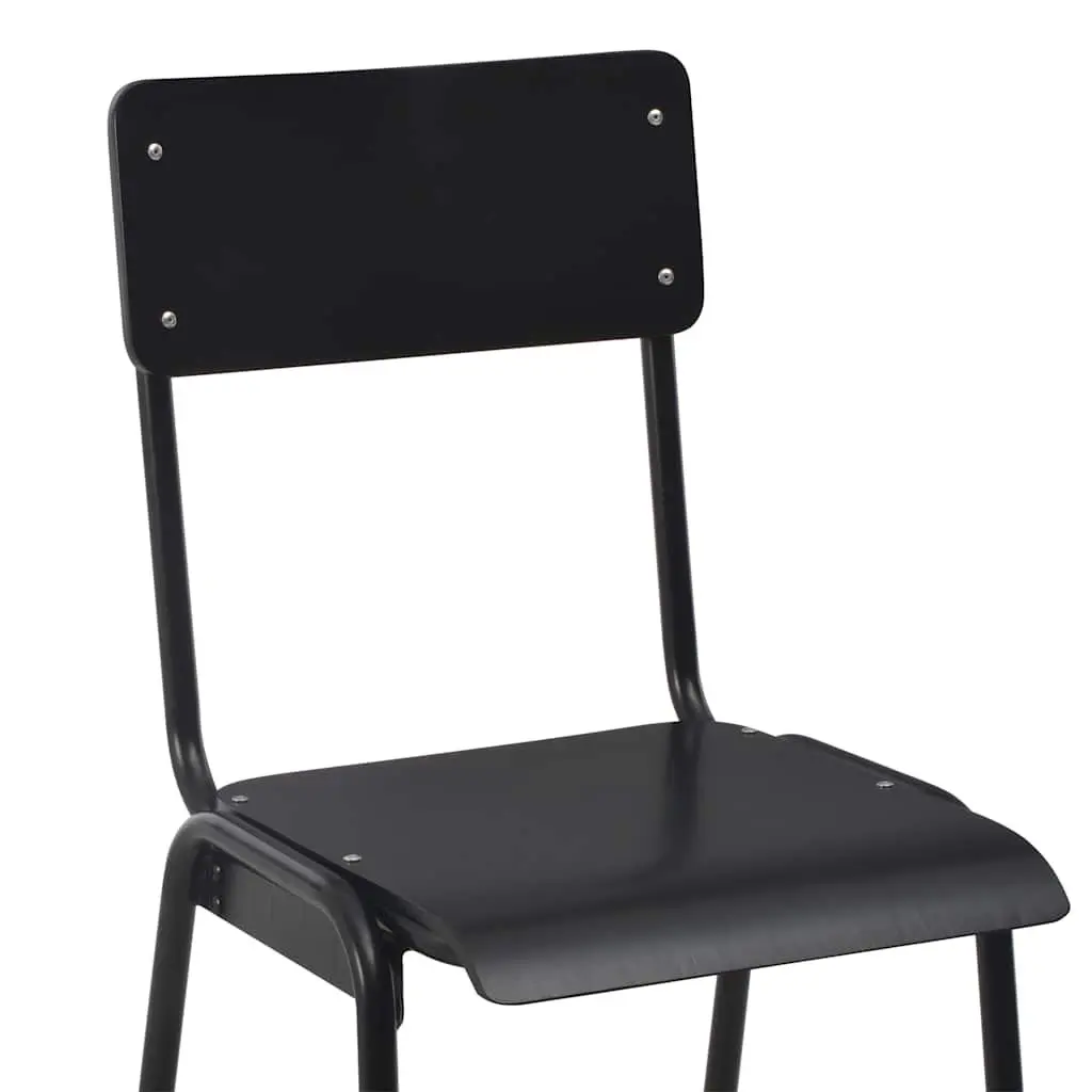 Bar Stools Black Stackable 2 Piece Plywood Kitchen Dining Chairs Steel Legs