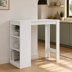 Compact Bar Table with Storage Shelf for Dining