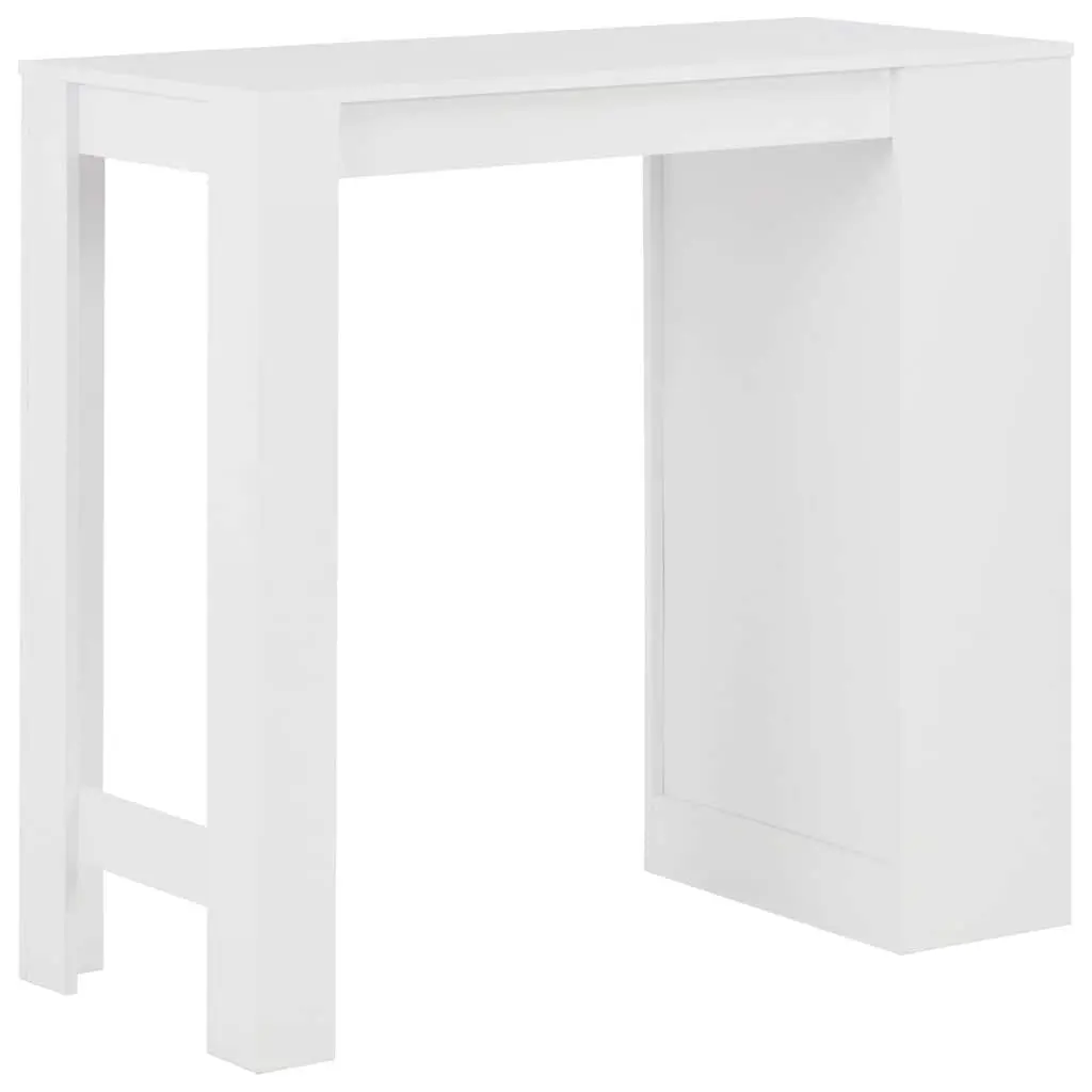 Bar Table with Storage Shelf White Kitchen Dining High Table Compact Design