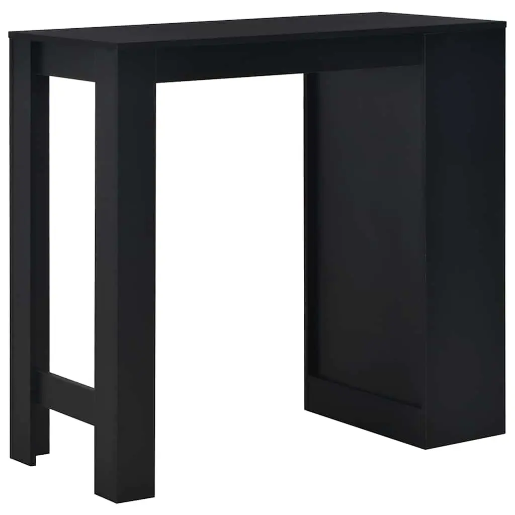 Black Bar Table with Storage Shelf for Kitchen Dining
