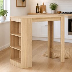 Brown Bar Table with Storage Shelf for Dining Areas