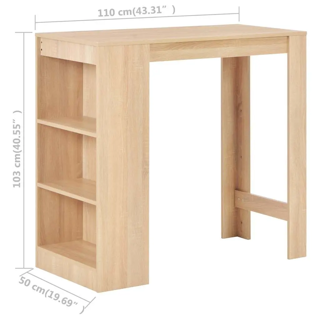 Brown Bar Table with Storage Shelf for Dining Areas