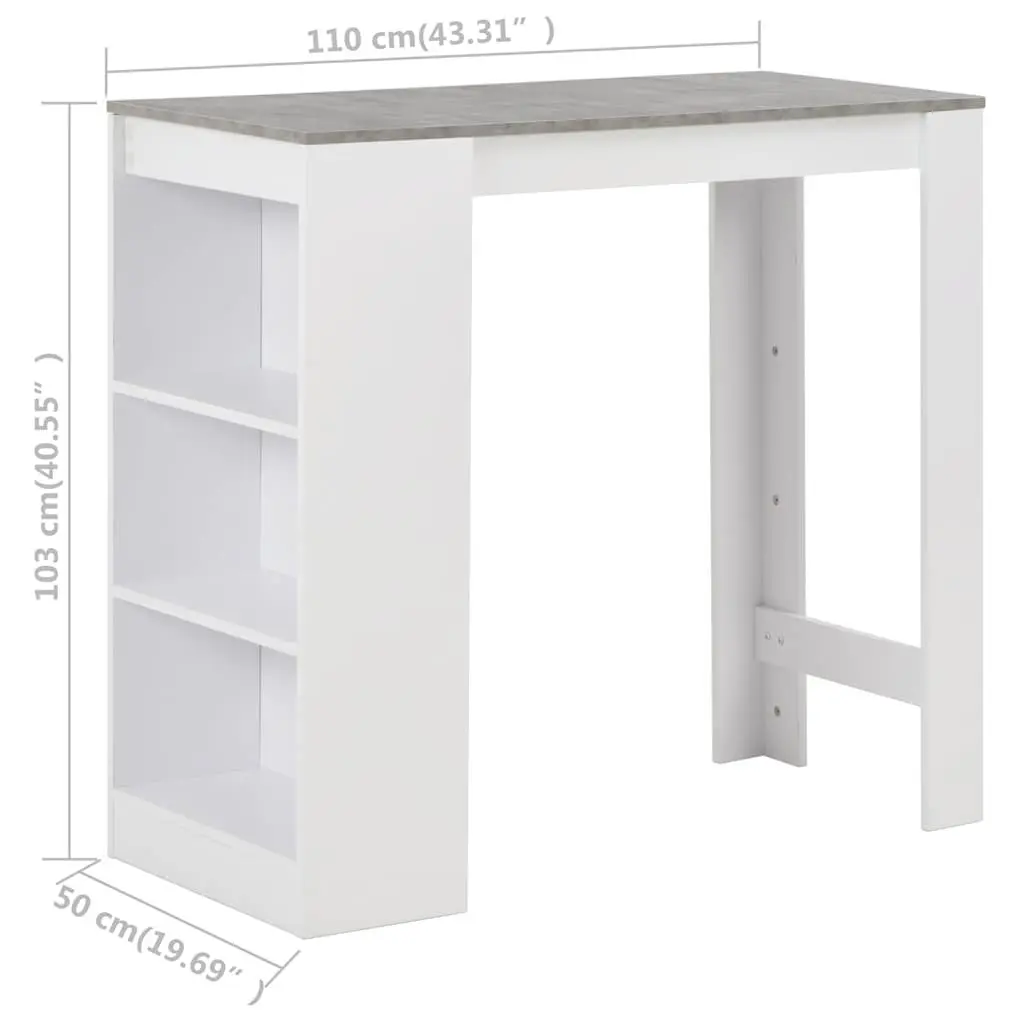 White Bar Table with Storage Shelf for Dining