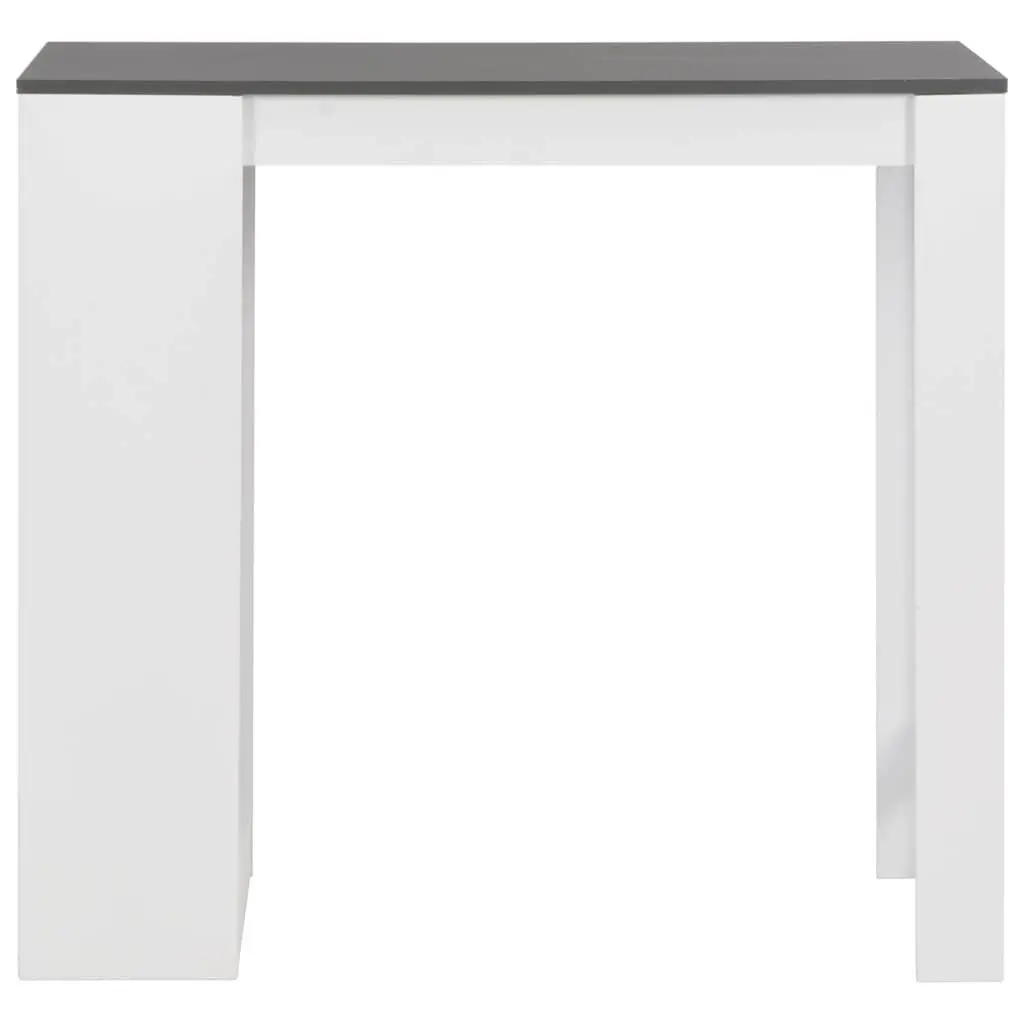White Bar Table with Storage Shelf
