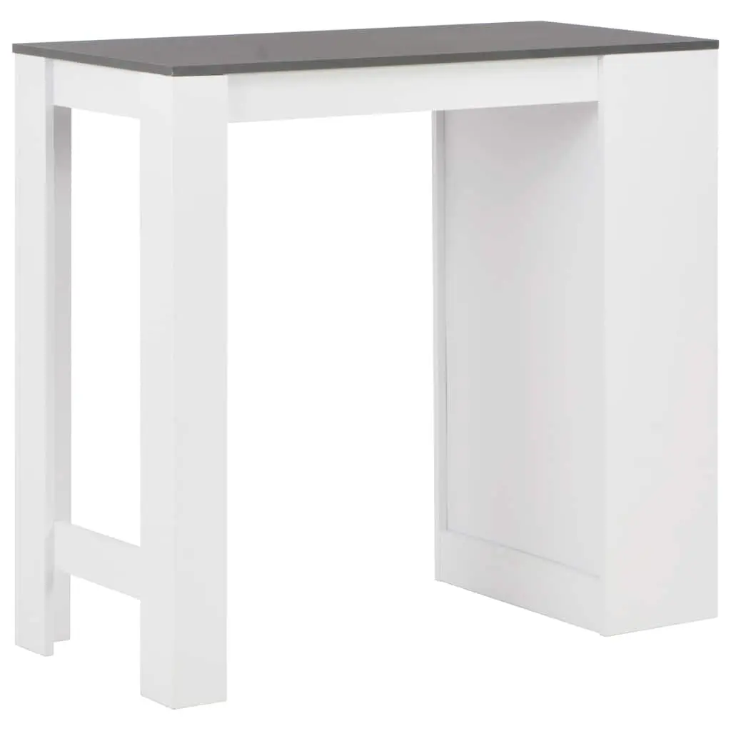 White Bar Table with Storage Shelf
