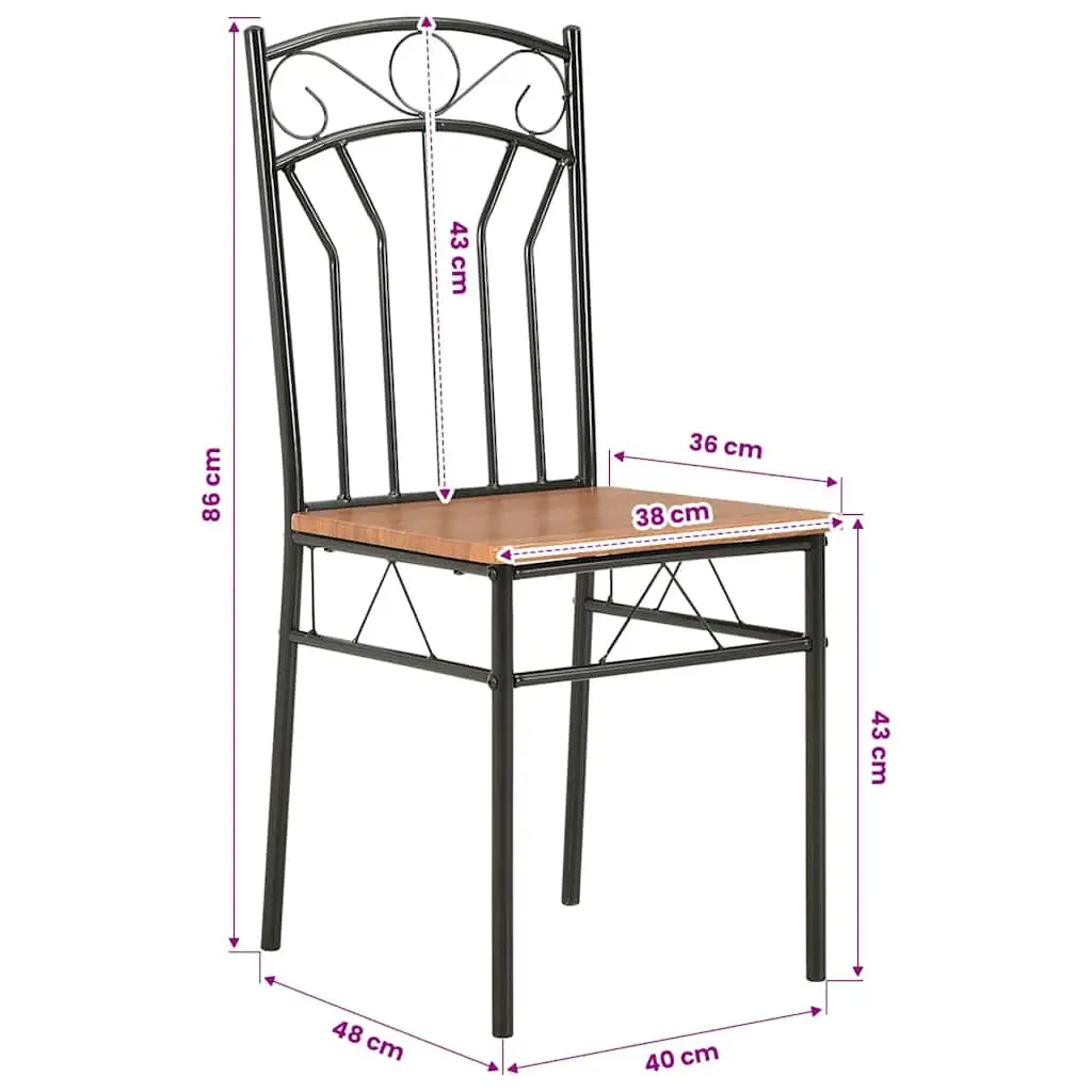 Dining Chairs Set 6 pcs Brown Kitchen Room Furniture Mid-Century Modern Style