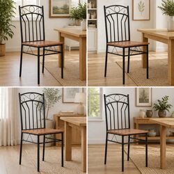 Set of 4 Modern Industrial Dining Chairs in Brown