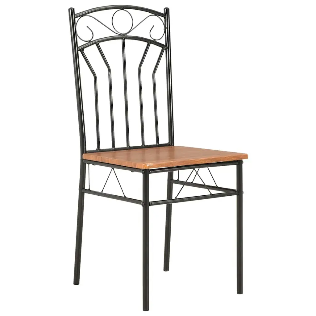 Set of 4 Modern Industrial Dining Chairs in Brown