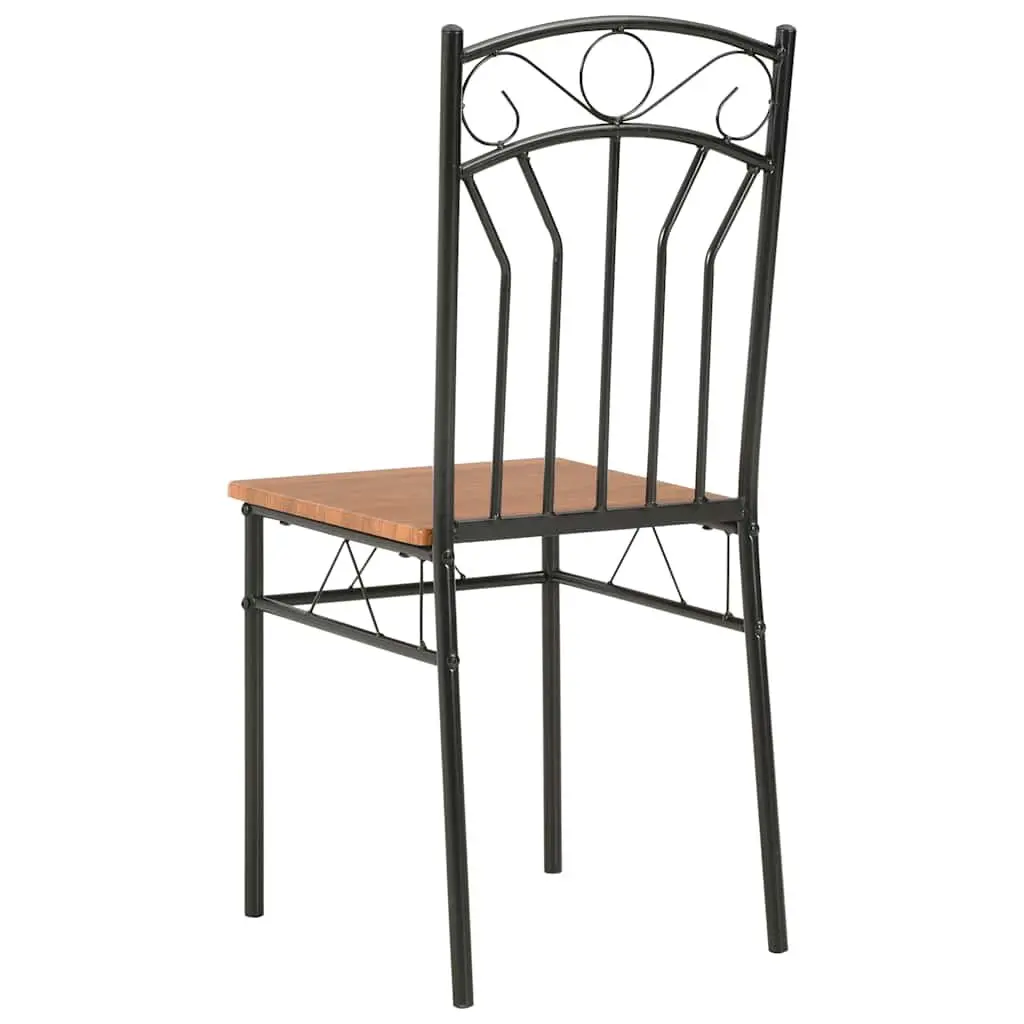 Set of 4 Modern Industrial Dining Chairs in Brown