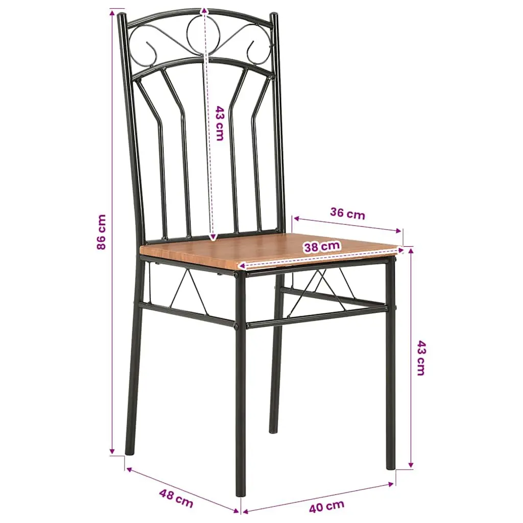 Set of 4 Modern Industrial Dining Chairs in Brown