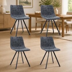 Set of 4 Black Faux Leather Dining Chairs