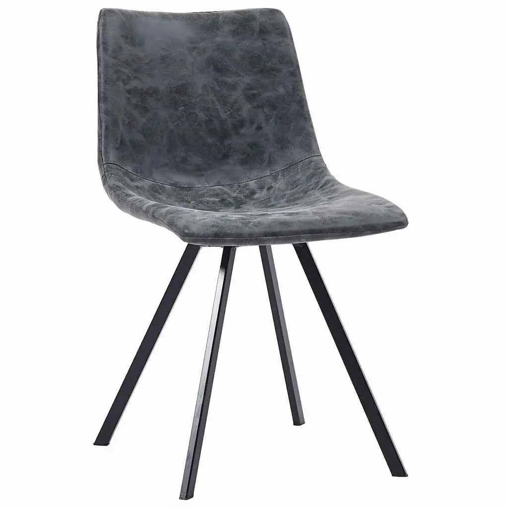 Set of 4 Black Faux Leather Dining Chairs