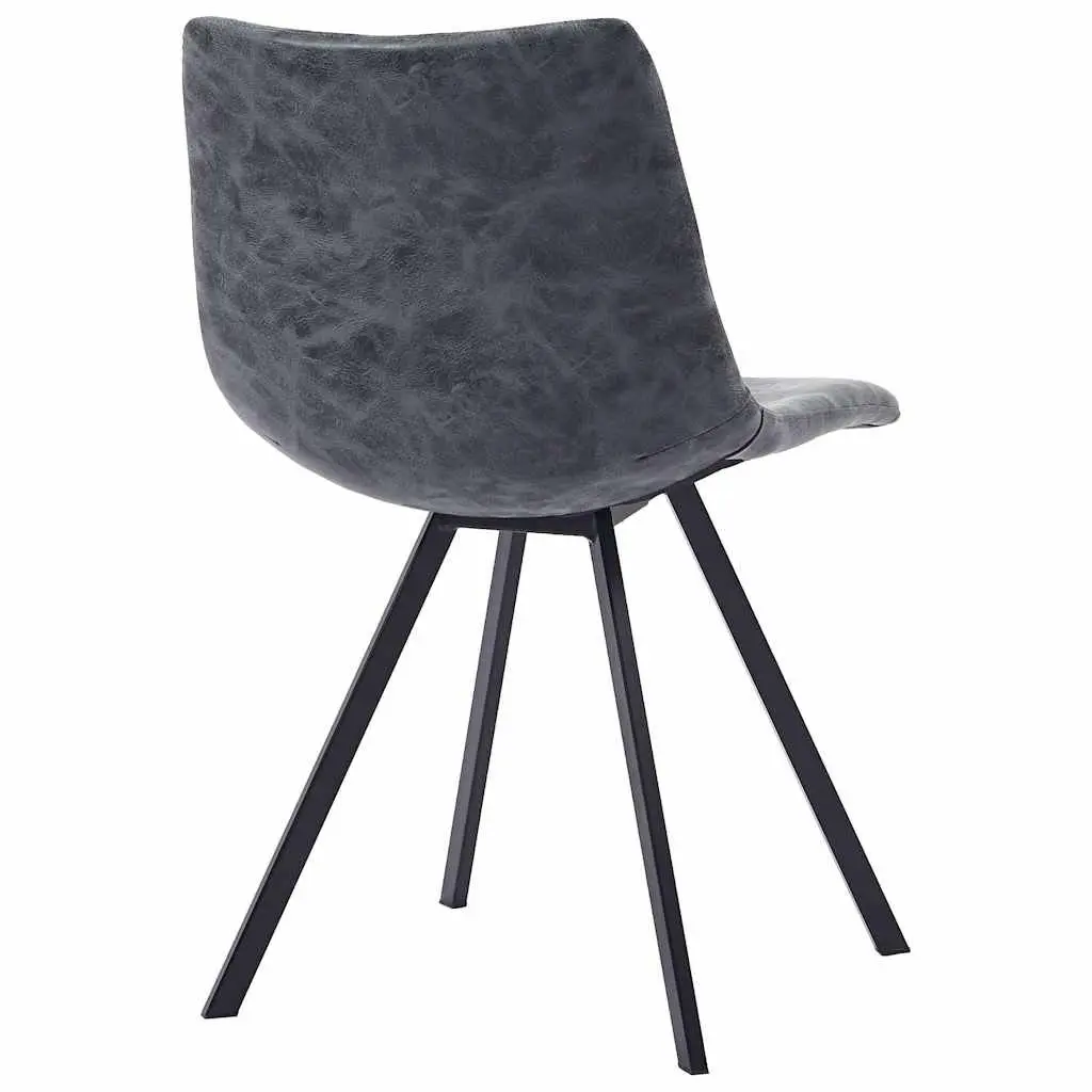 Set of 4 Black Faux Leather Dining Chairs