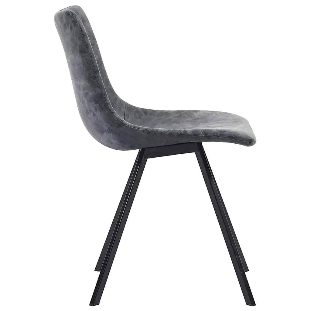 Set of 4 Black Faux Leather Dining Chairs