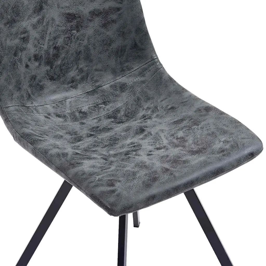 Set of 4 Black Faux Leather Dining Chairs