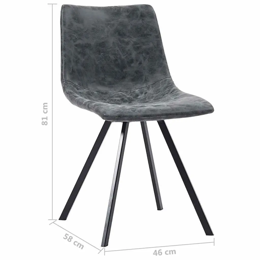 Set of 4 Black Faux Leather Dining Chairs