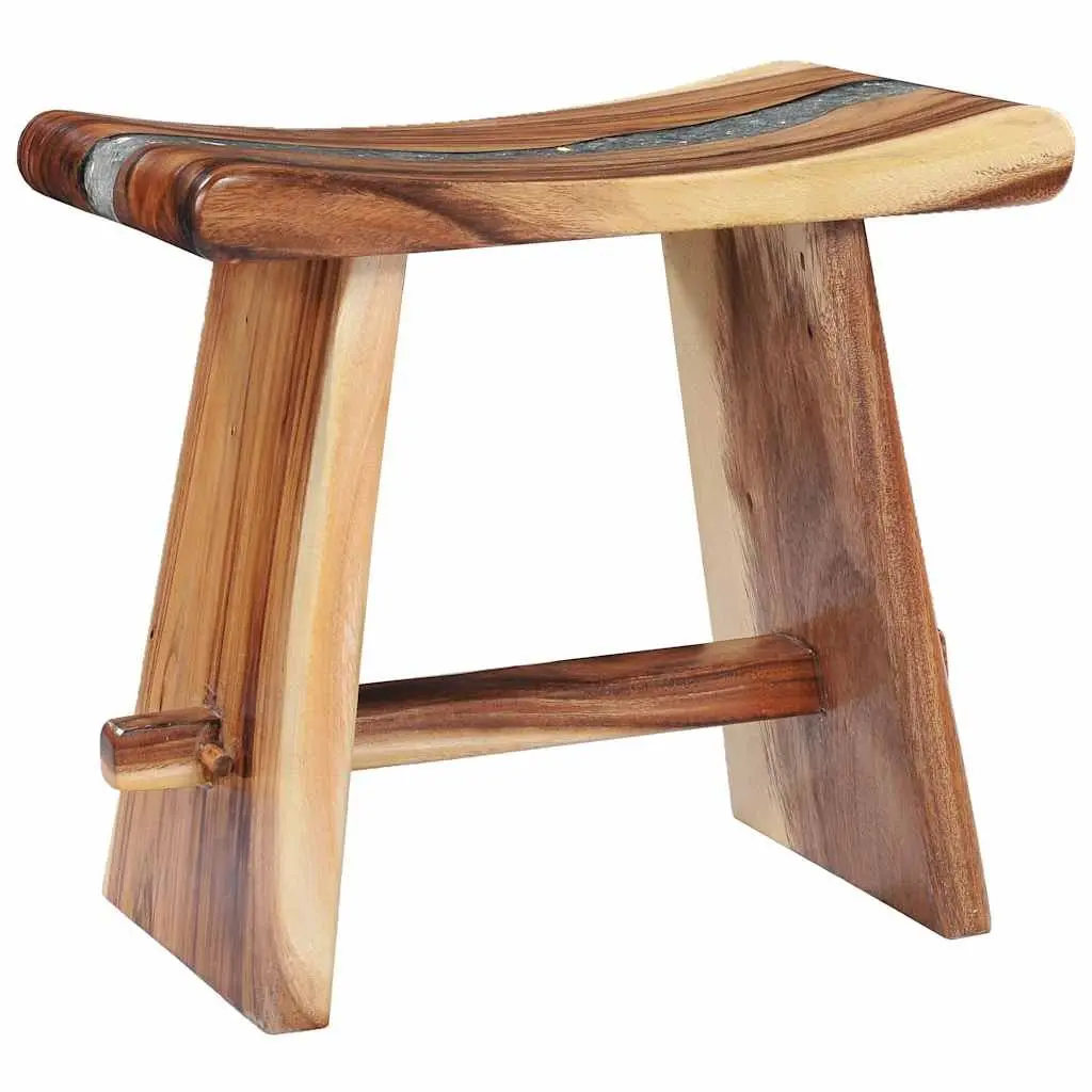 Multicolour Solid Wood and Polyresin Stool