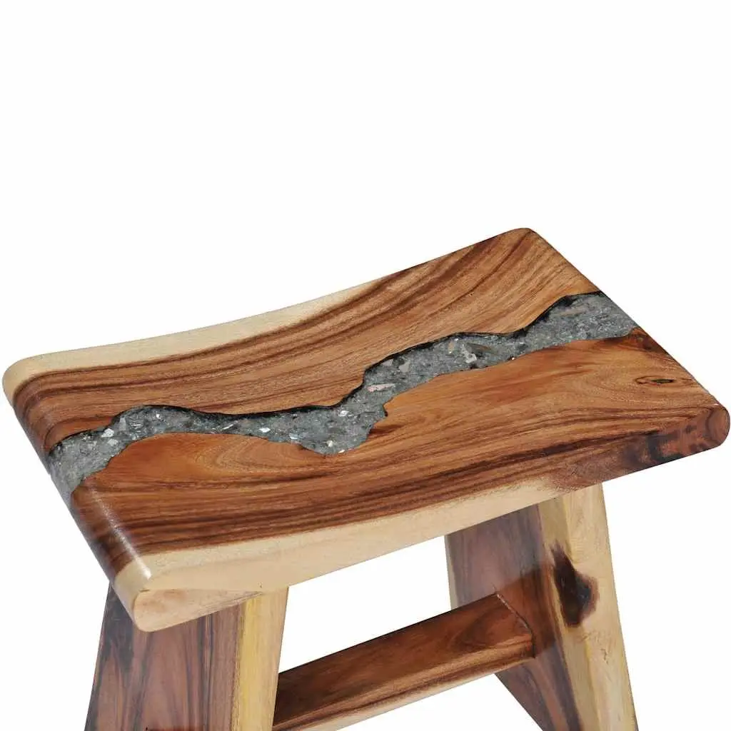 Multicolour Solid Wood and Polyresin Stool