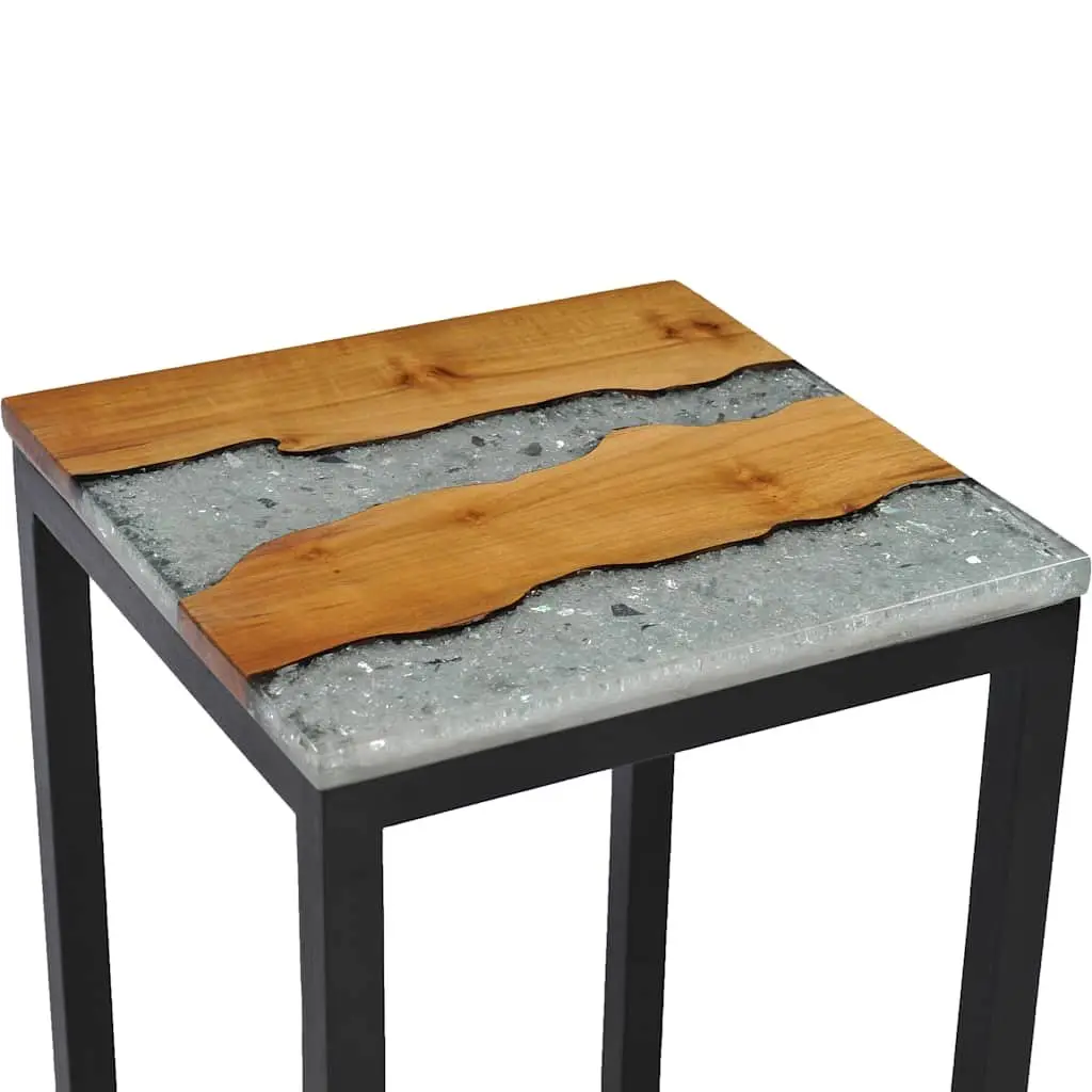 Nesting Tables 3 Piece Set in Teak Wood and Glass