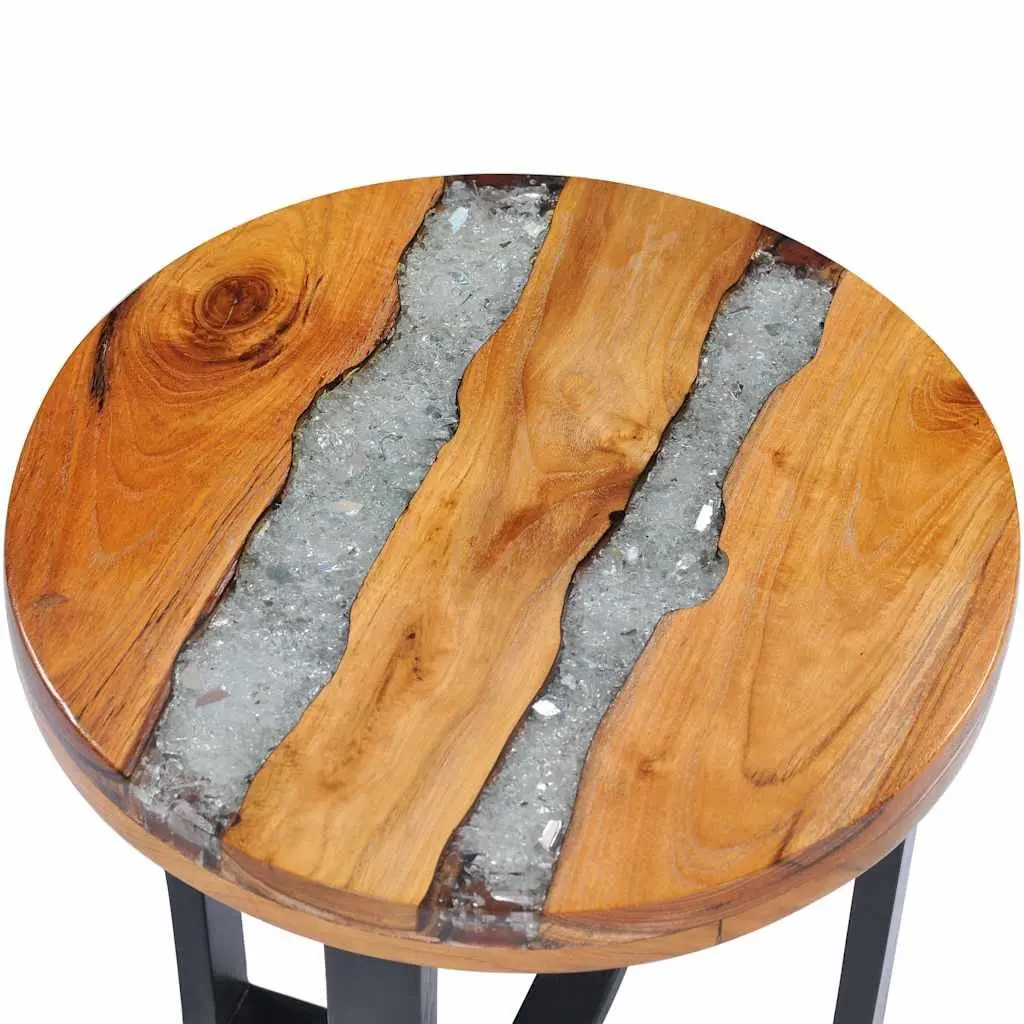 Round Solid Teak and Mango Wood Coffee Table