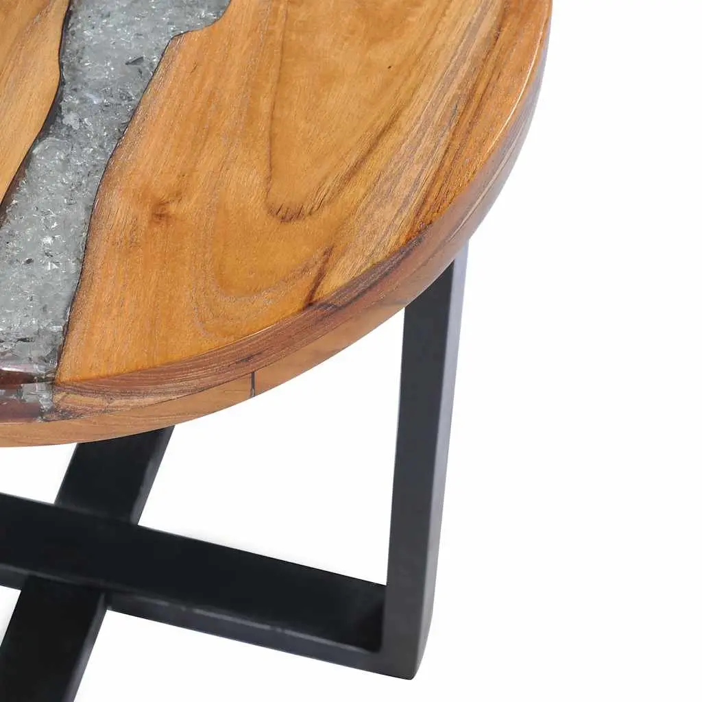 Round Solid Teak and Mango Wood Coffee Table