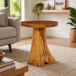 Round Solid Teak Wood Coffee Table 40x40 cm