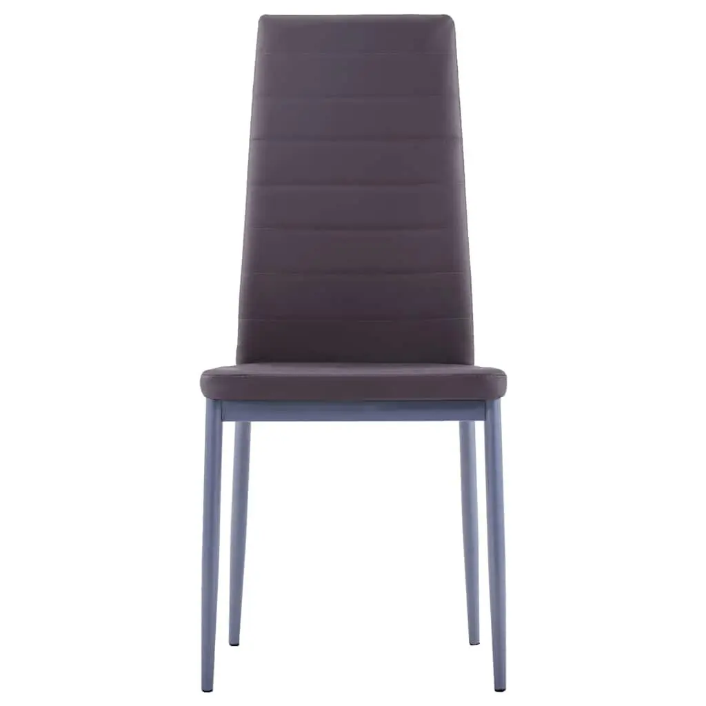 Dining Set Modern 7 Piece Grey Tempered Glass Table Faux Leather Chairs