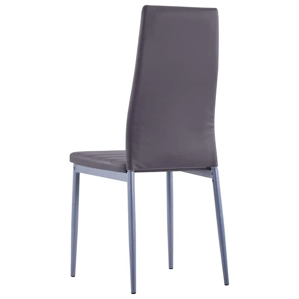 Dining Set Modern 7 Piece Grey Tempered Glass Table Faux Leather Chairs