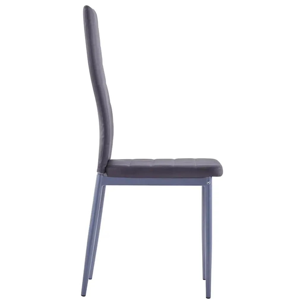 Dining Set Modern 7 Piece Grey Tempered Glass Table Faux Leather Chairs