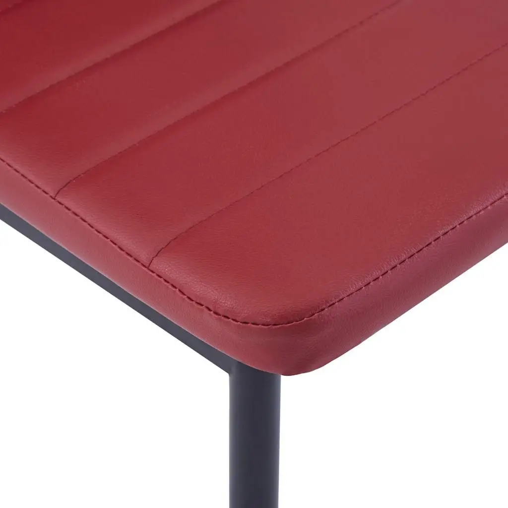 Wine Red Five Piece Dining Set with Glass Top