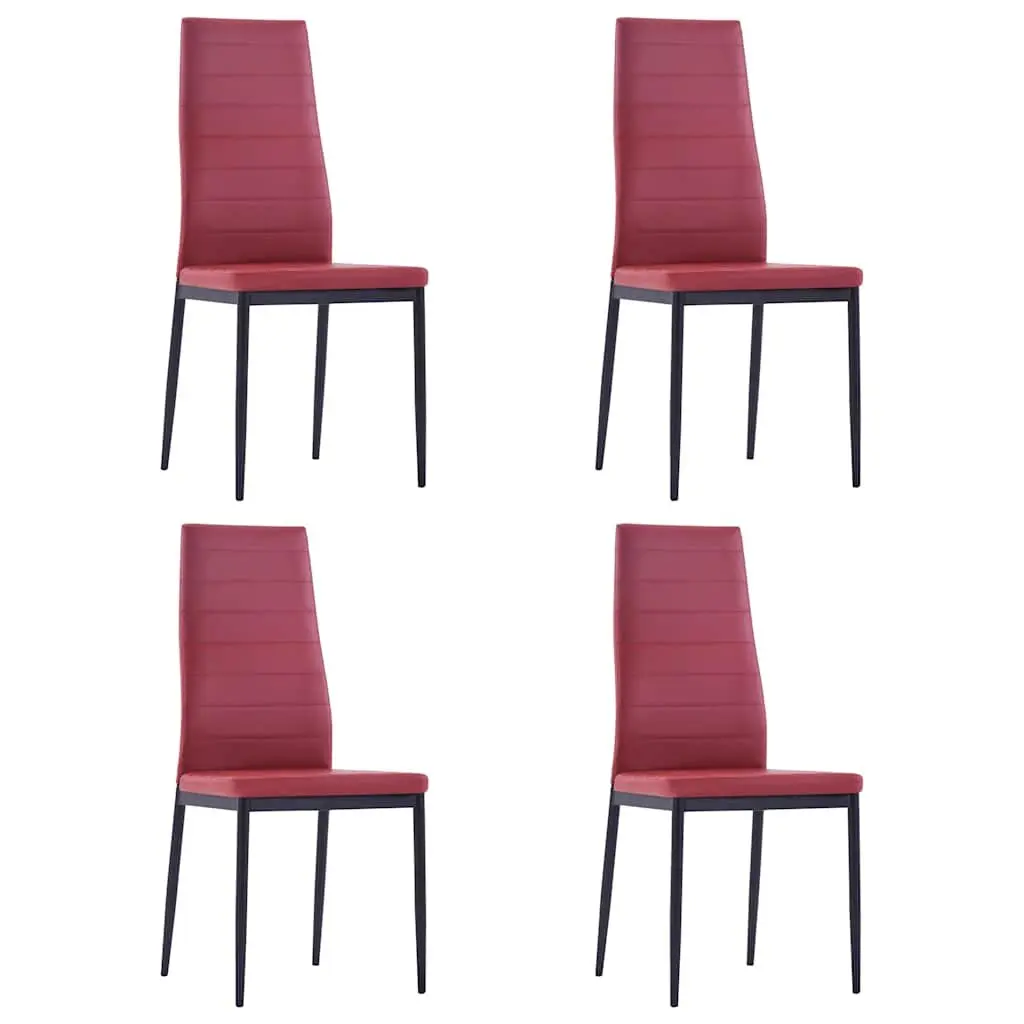 Wine Red Five Piece Dining Set with Glass Top