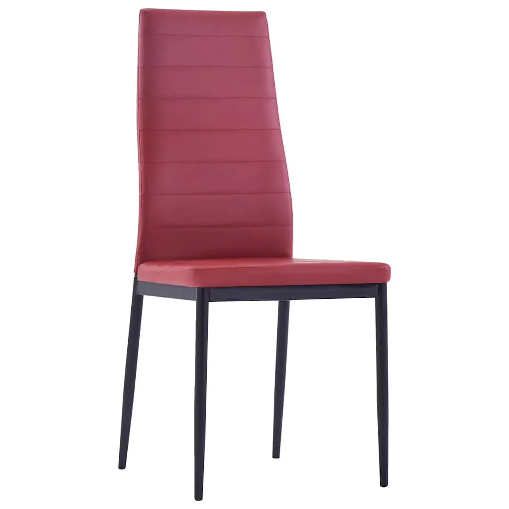 Wine Red Five Piece Dining Set with Glass Top
