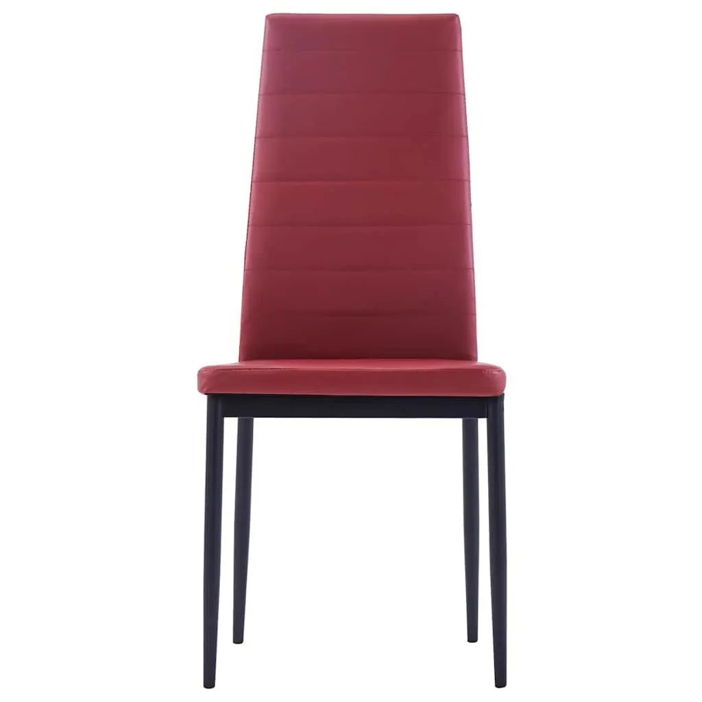 Wine Red Five Piece Dining Set with Glass Top