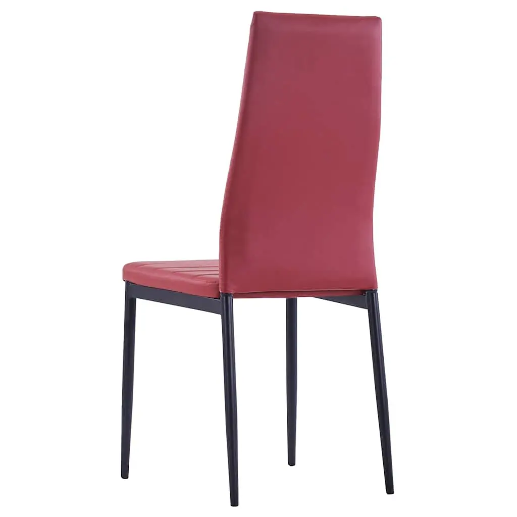 Wine Red Five Piece Dining Set with Glass Top