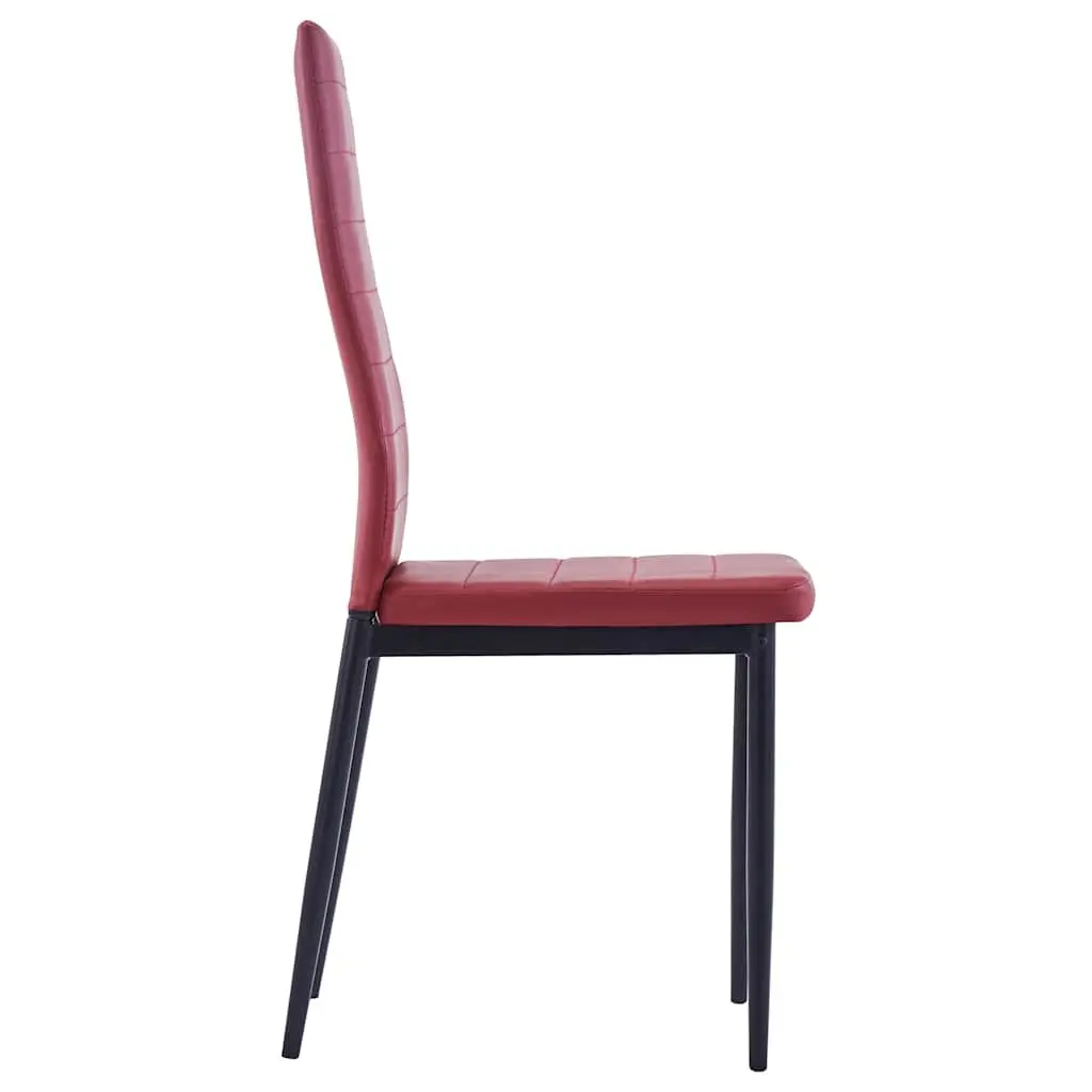 Wine Red Five Piece Dining Set with Glass Top
