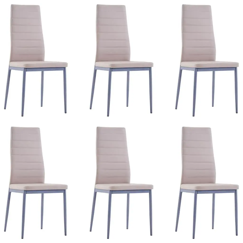 Dining Set Modern Beige 7 Piece Tempered Glass Table and Faux Leather Chairs
